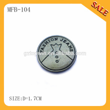 MFB104 Antique brass custom logo engraved metal jeans button for jackets
